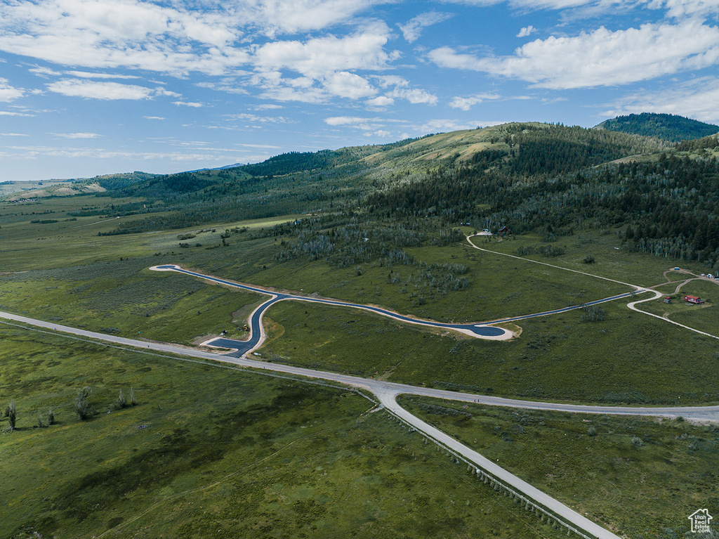 Aerial view of a mountain backdrop