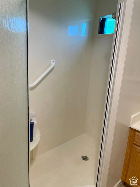 Full bathroom featuring vanity and a shower