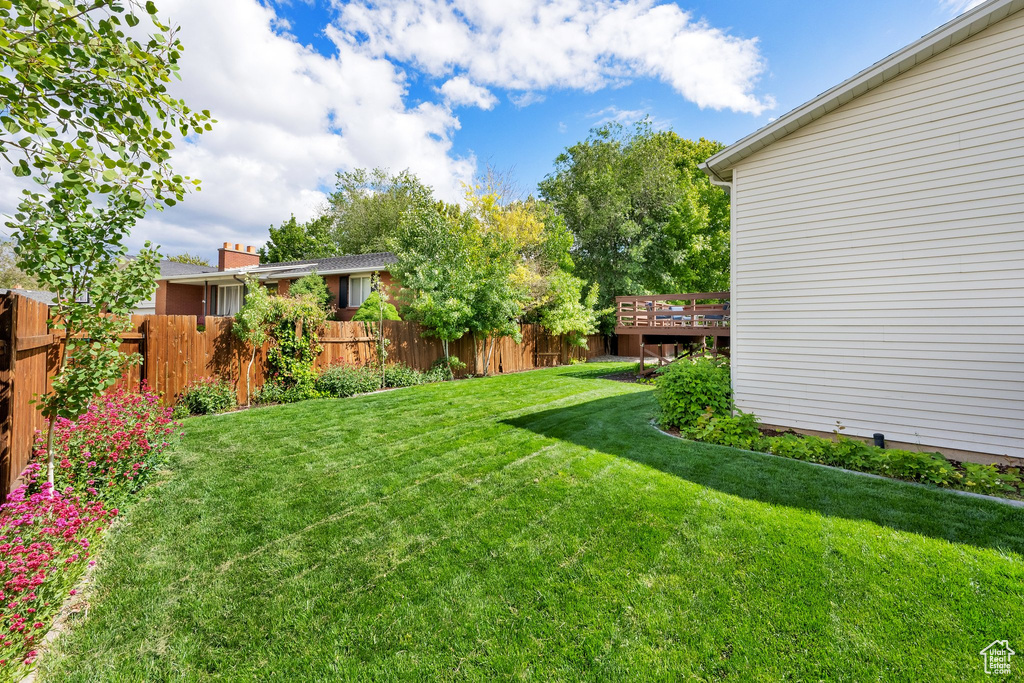 View of yard featuring a deck