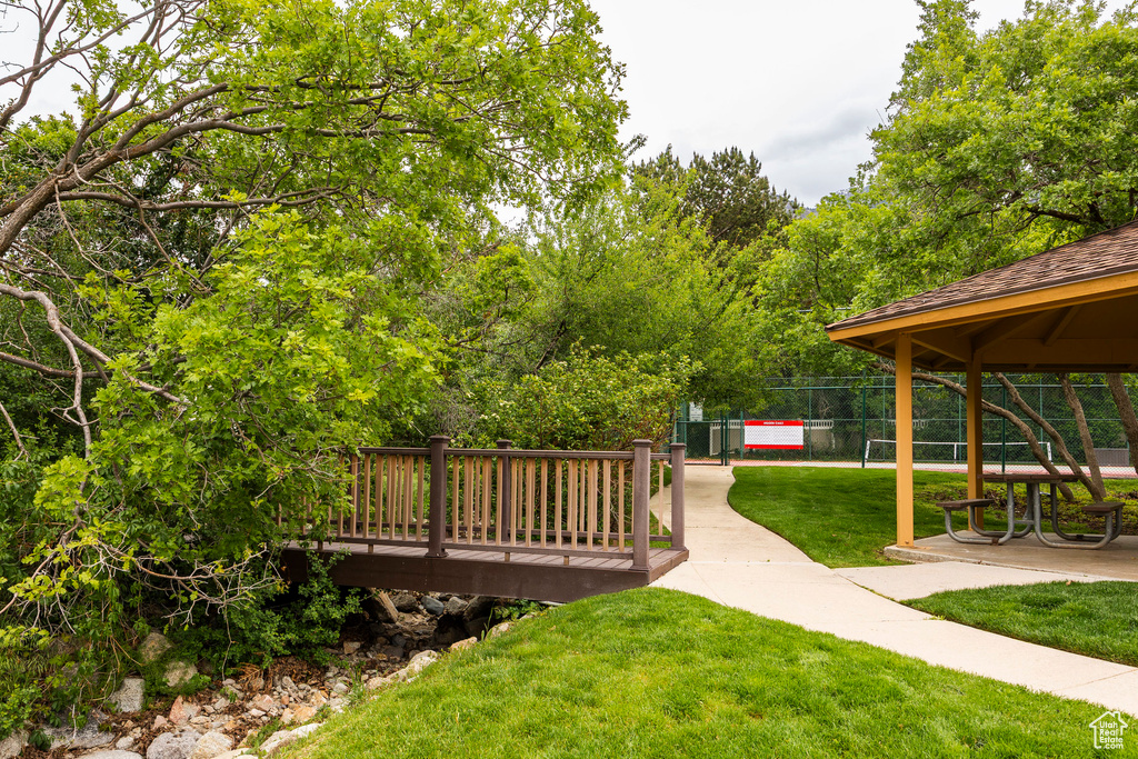 View of yard featuring a gazebo