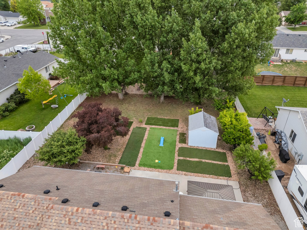 Aerial perspective of suburban area
