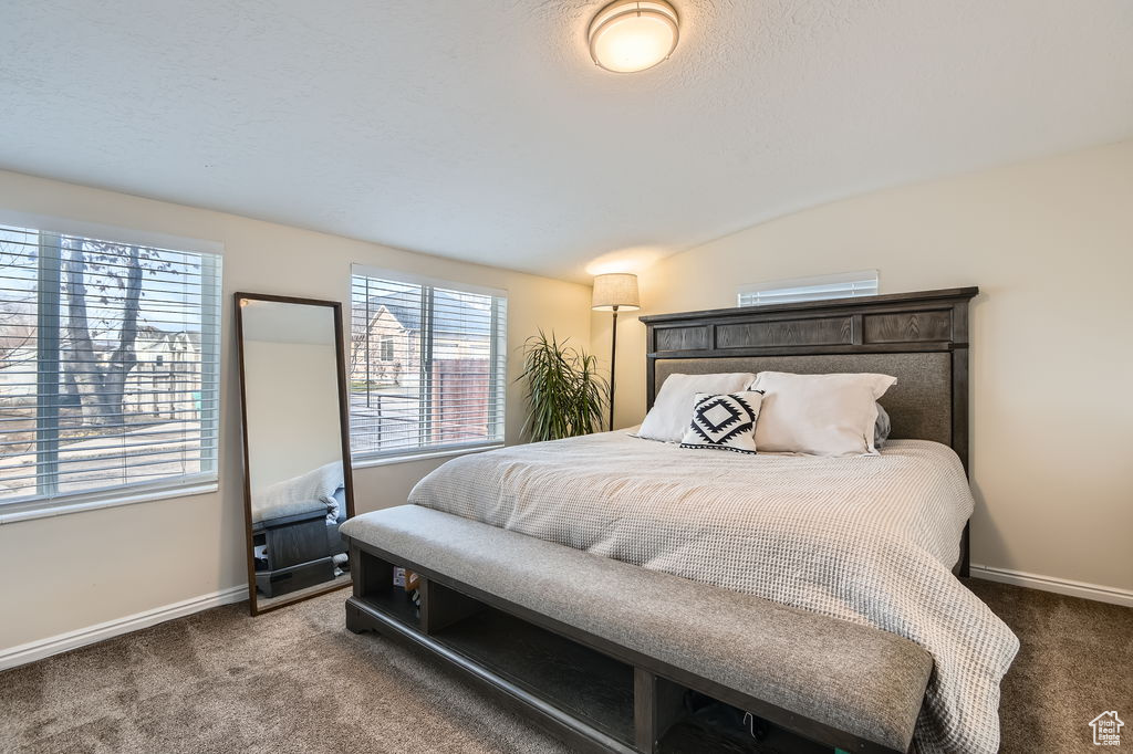 Bedroom with carpet flooring and baseboards