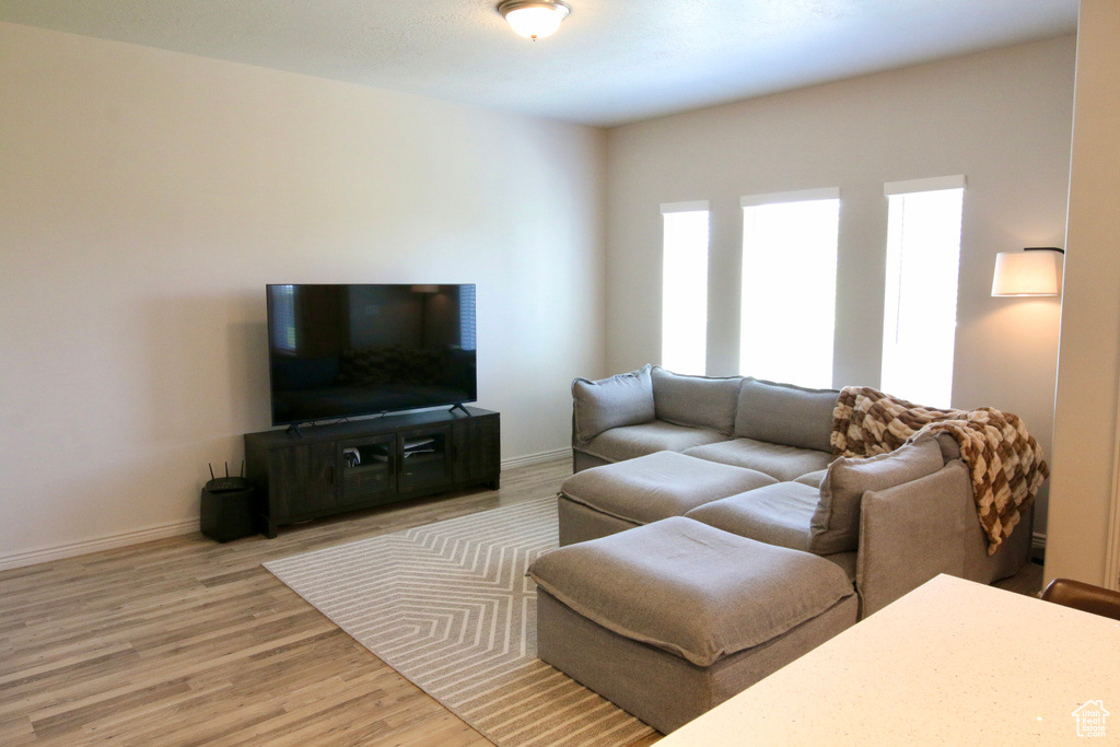 Living room featuring wood finished floors and baseboards