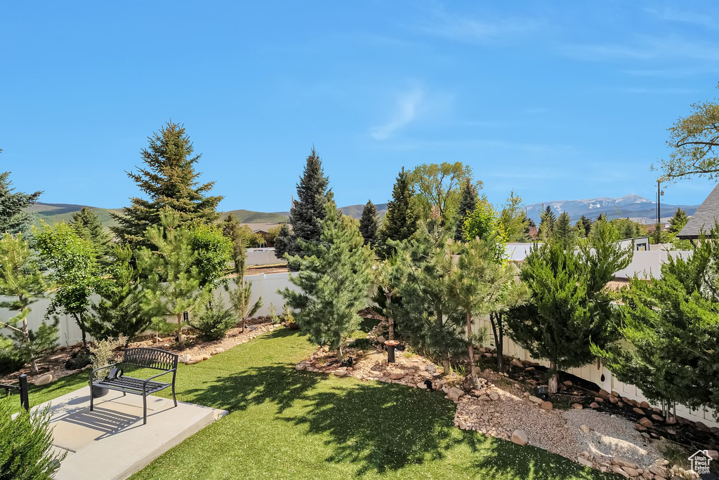 View of yard featuring a mountain view