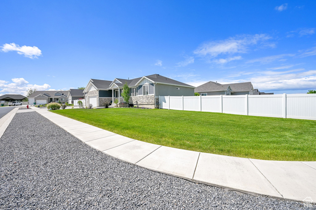 View of yard featuring a residential view