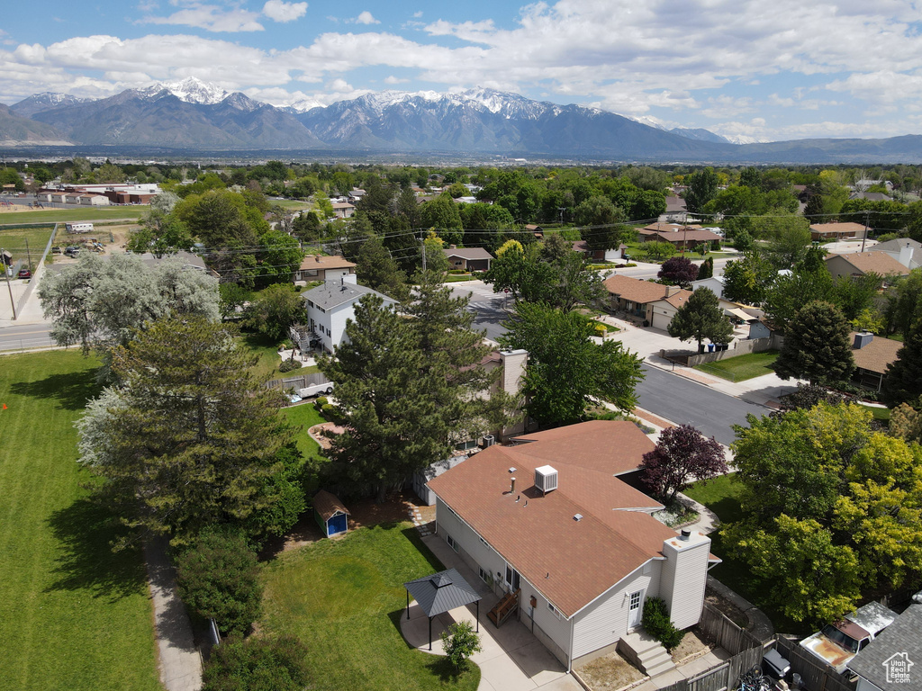 Aerial view of a mountain backdrop