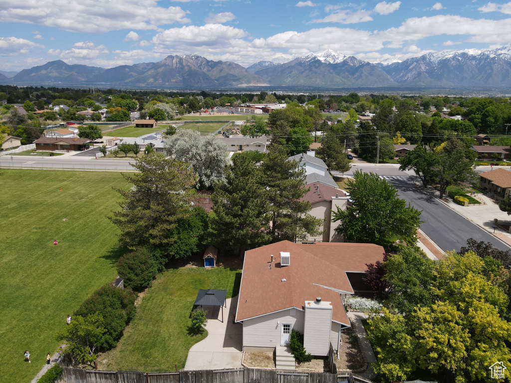 Aerial view of a mountainous background