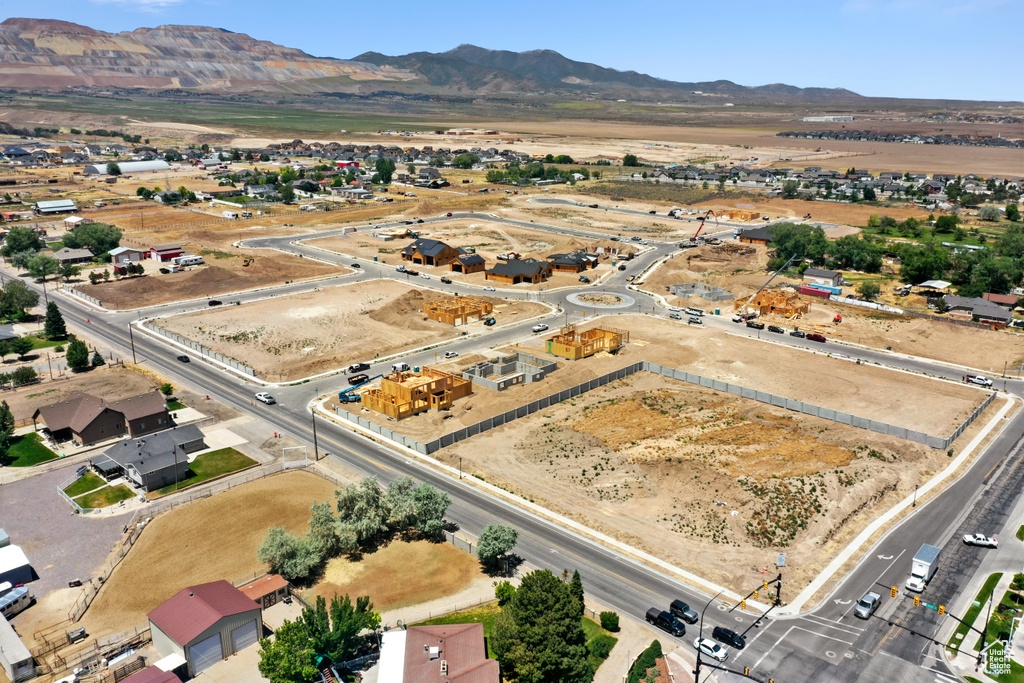 Aerial view of a mountainous background