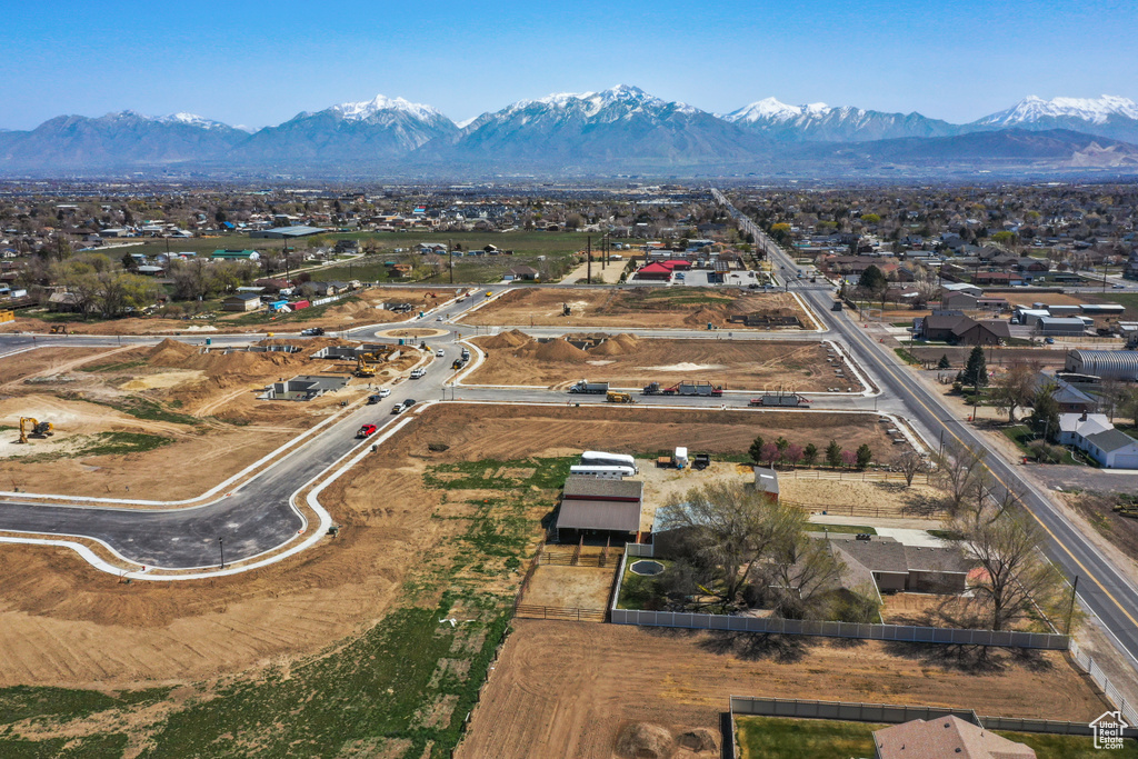 Drone / aerial view of a mountainous background