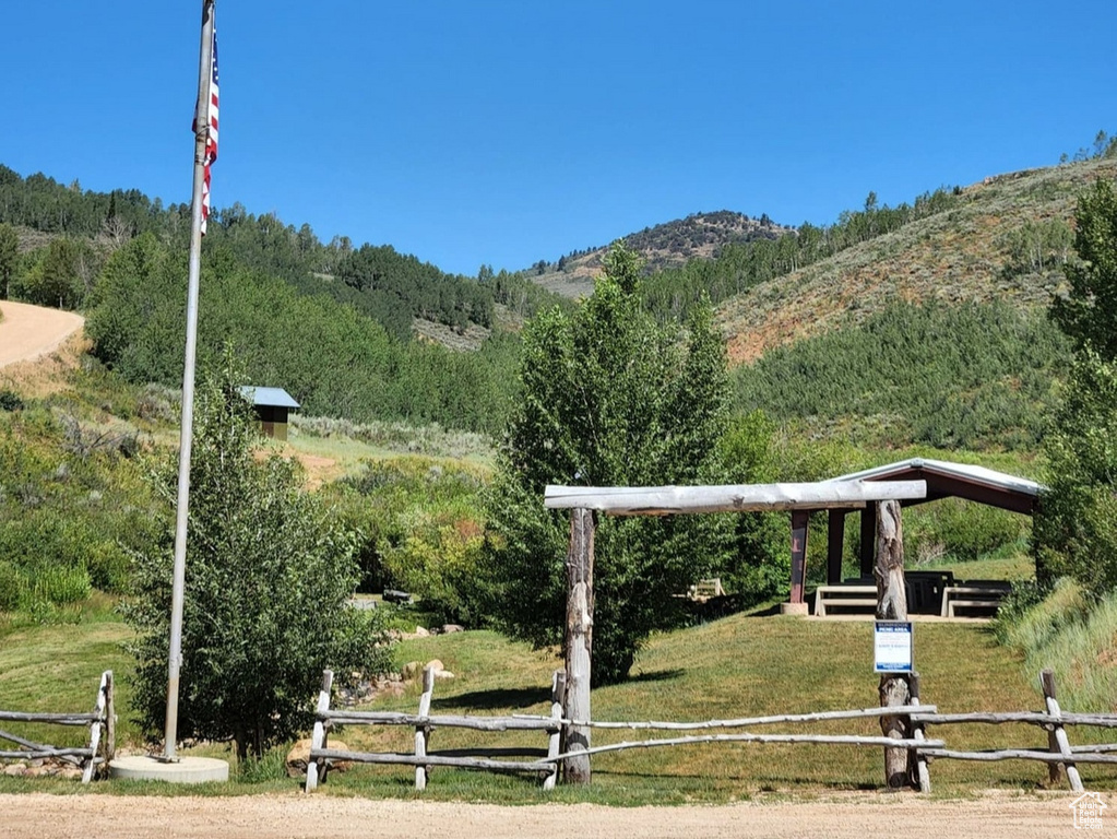 Mountain view with rural landscape