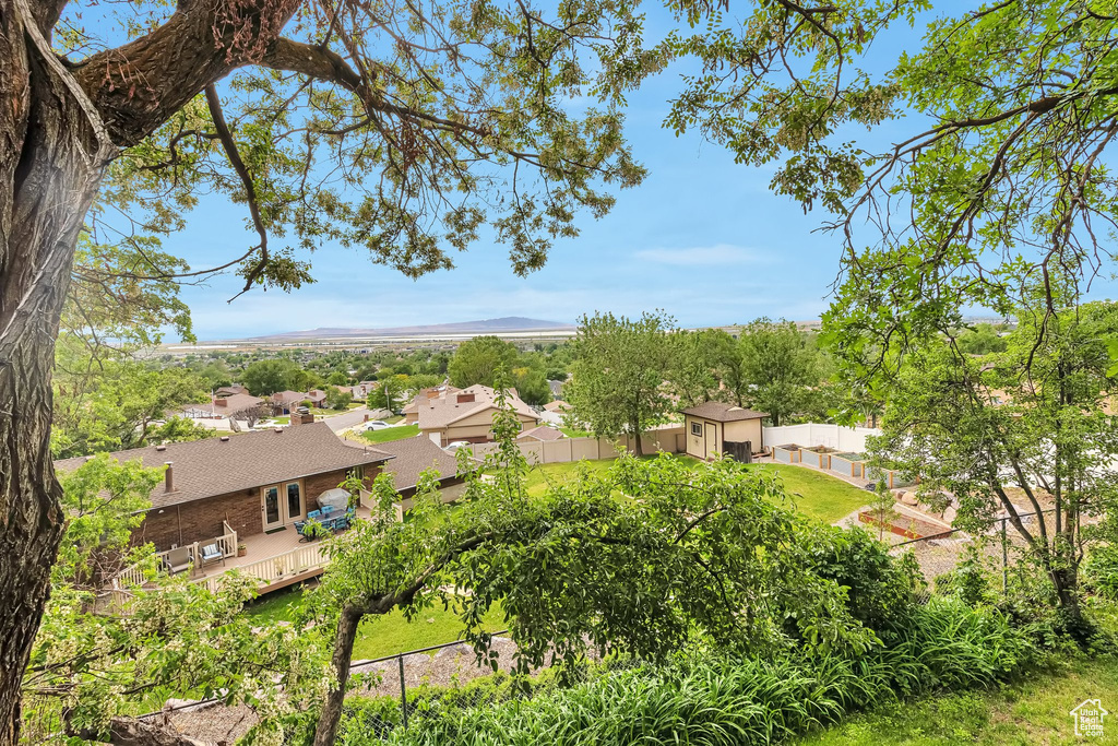 View of mountain background with nearby suburban area
