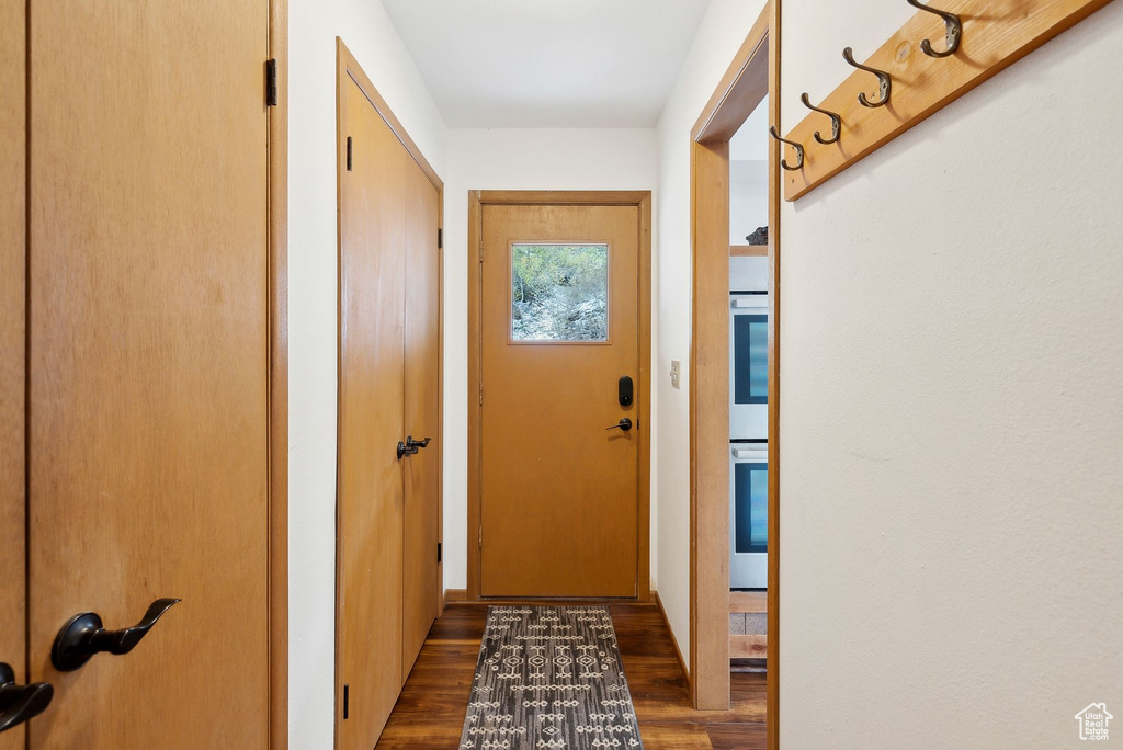 Entryway featuring dark wood finished floors