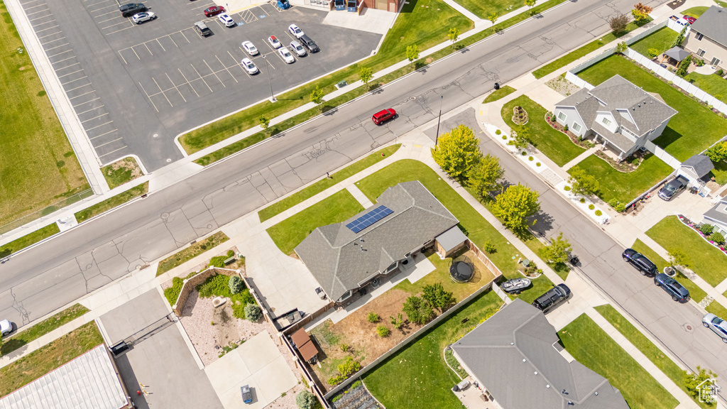 Aerial perspective of suburban area