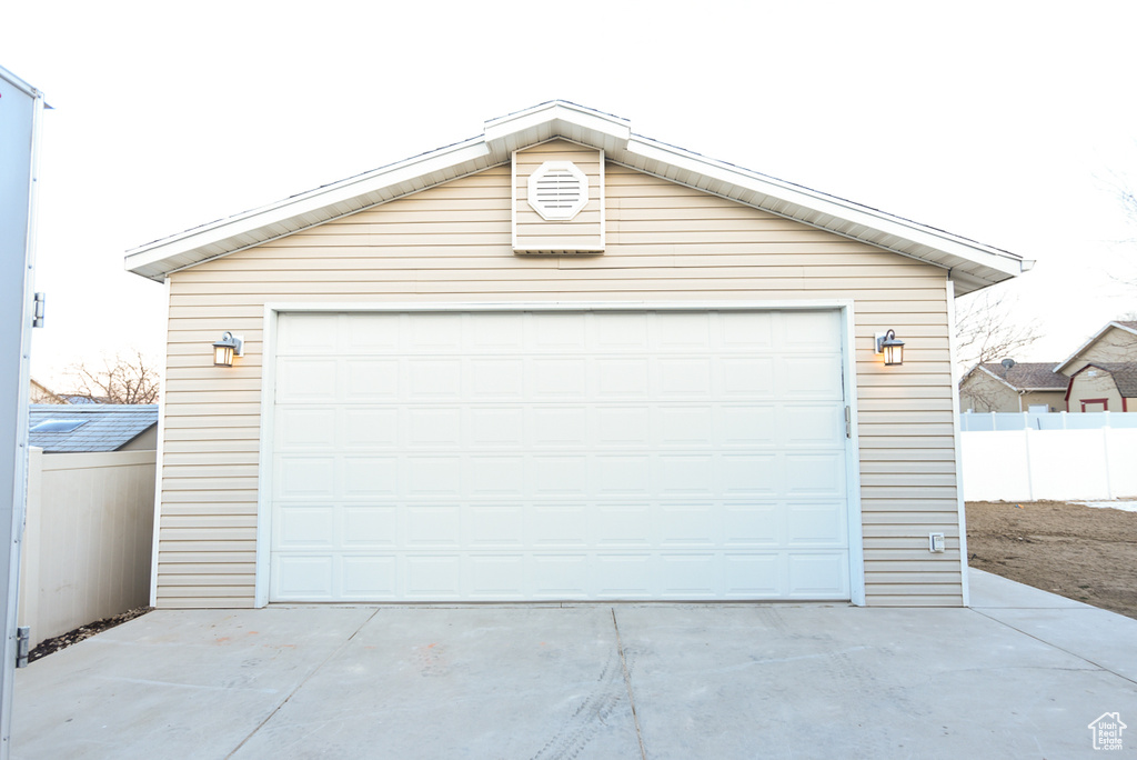 View of detached garage