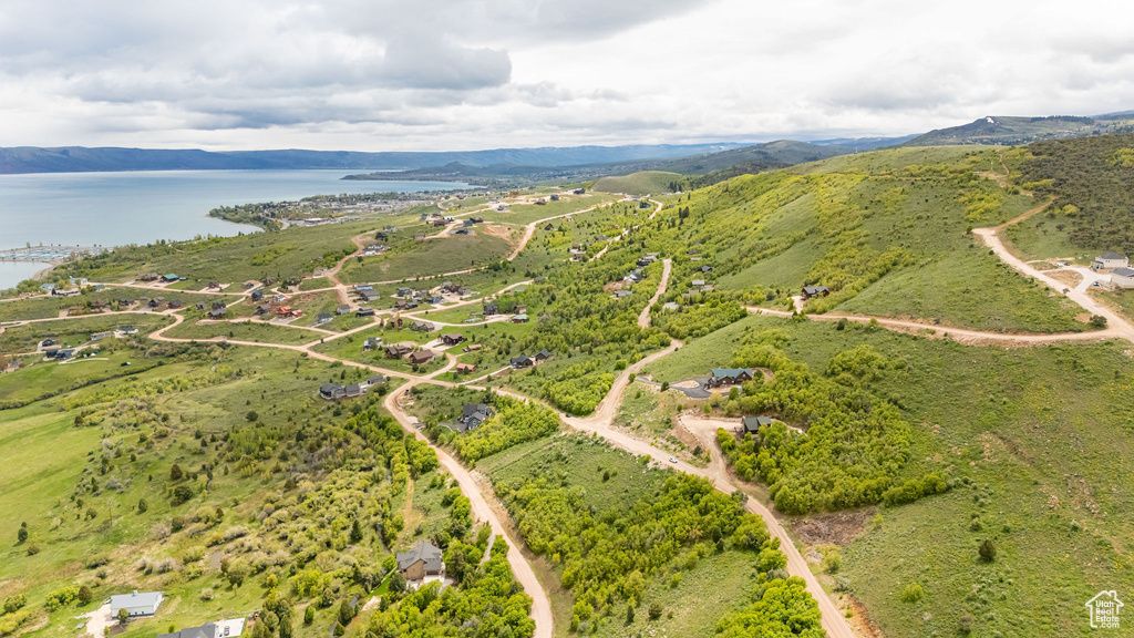 Drone / aerial view of a water and mountain view