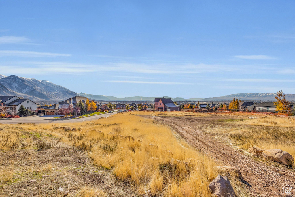 Mountain view with nearby suburban area