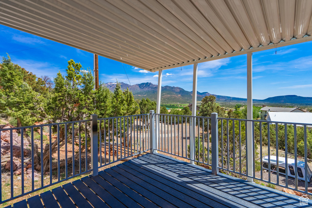 Deck featuring a mountain view