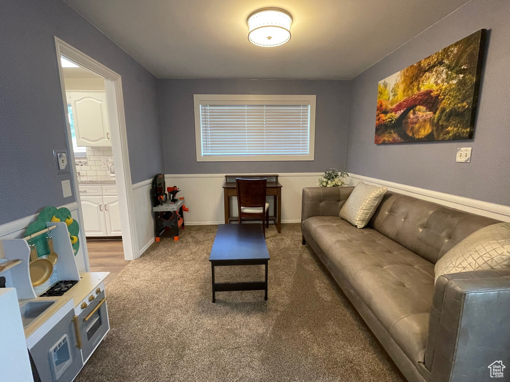View of carpeted living area