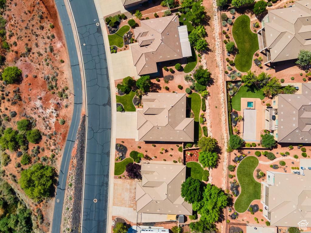 Aerial perspective of suburban area