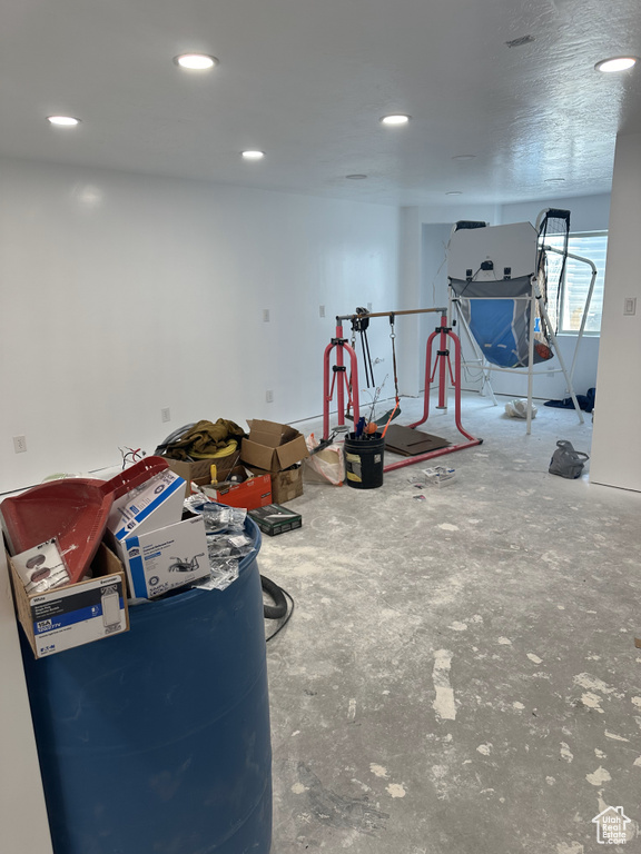 Below grade area with recessed lighting
