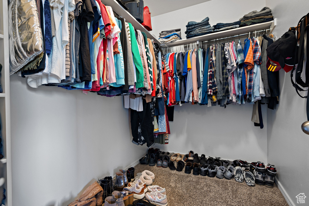 Walk in closet featuring carpet