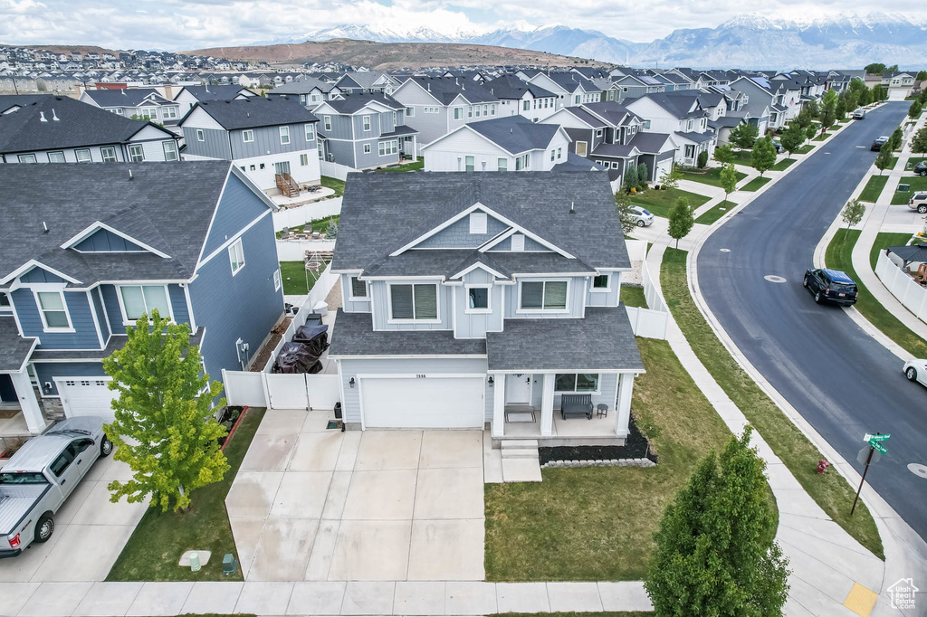 Aerial view of residential area