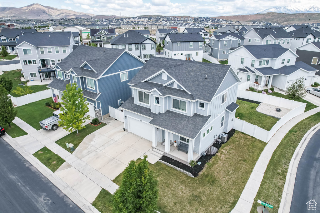 Aerial perspective of suburban area