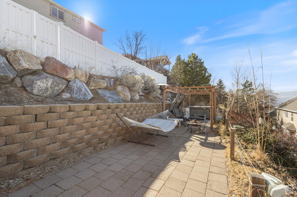 View of patio / terrace featuring a pergola