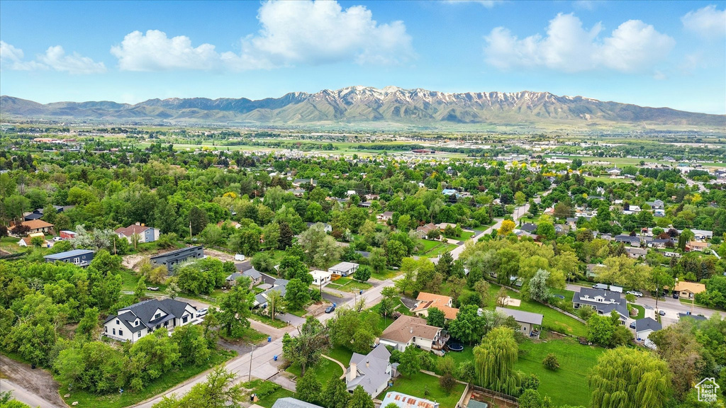 Bird's eye view of a mountain backdrop