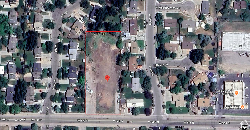Aerial view of property's location featuring property boundaries highlighted