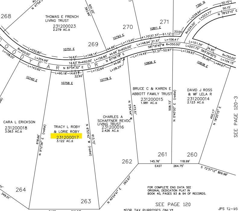 Map showing property parcels