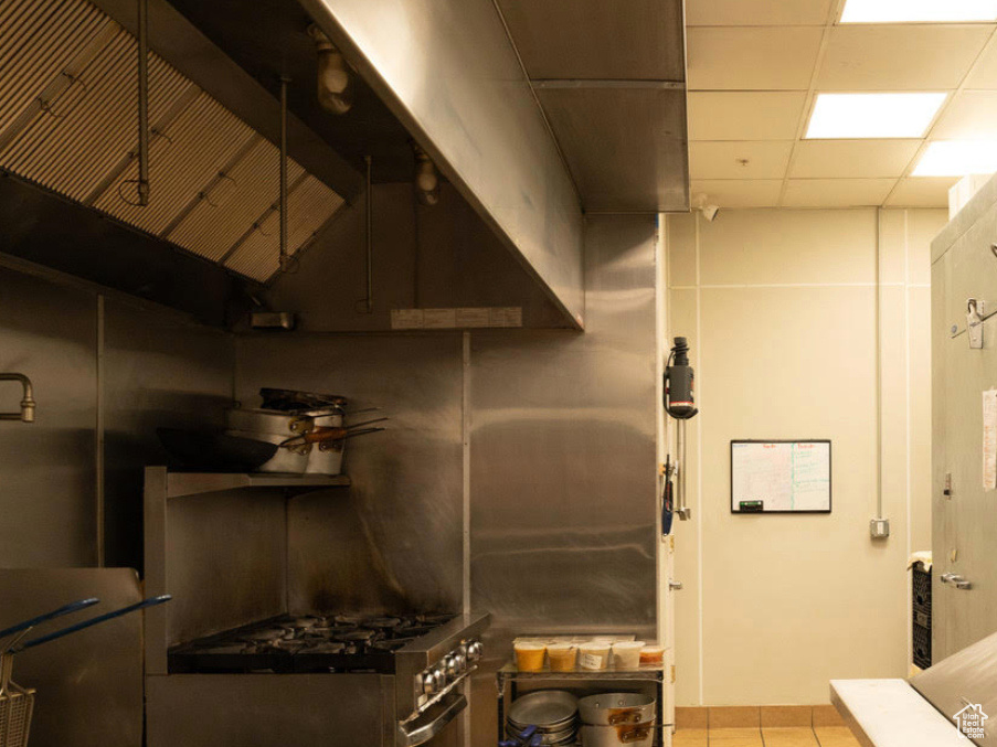 Kitchen with tile patterned floors