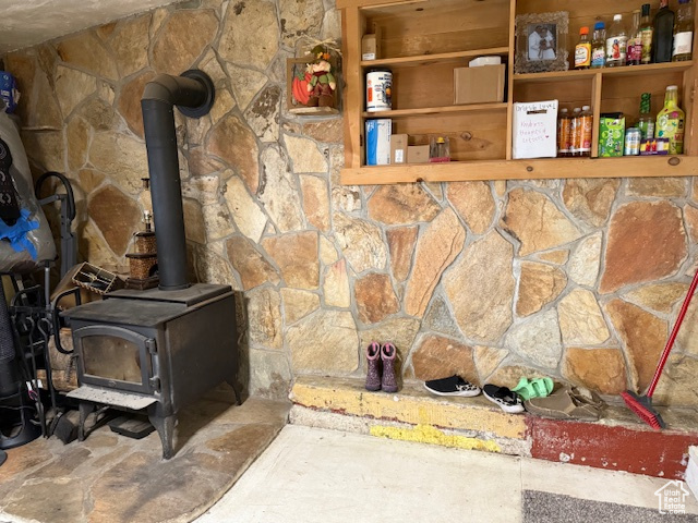 Detailed view of a wood stove