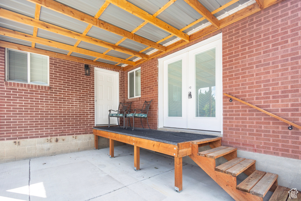 View of patio featuring french doors
