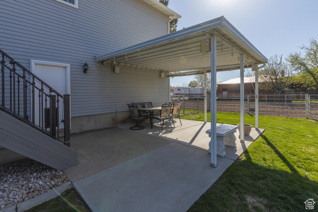 View of patio featuring outdoor dining space