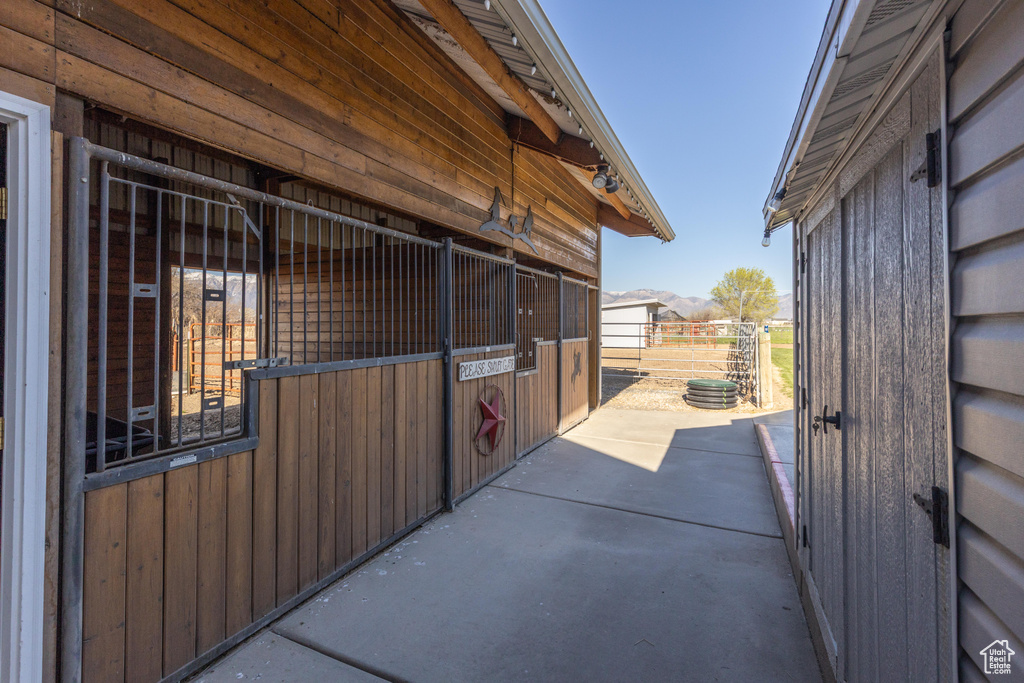 View of horse barn