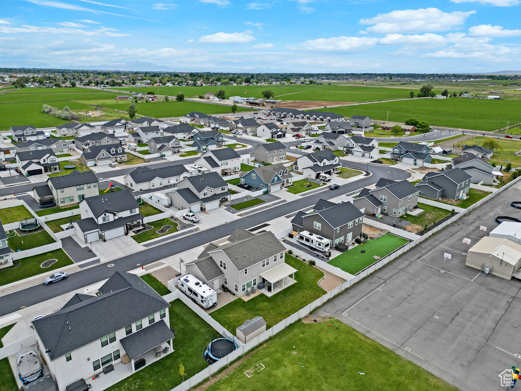 Aerial perspective of suburban area
