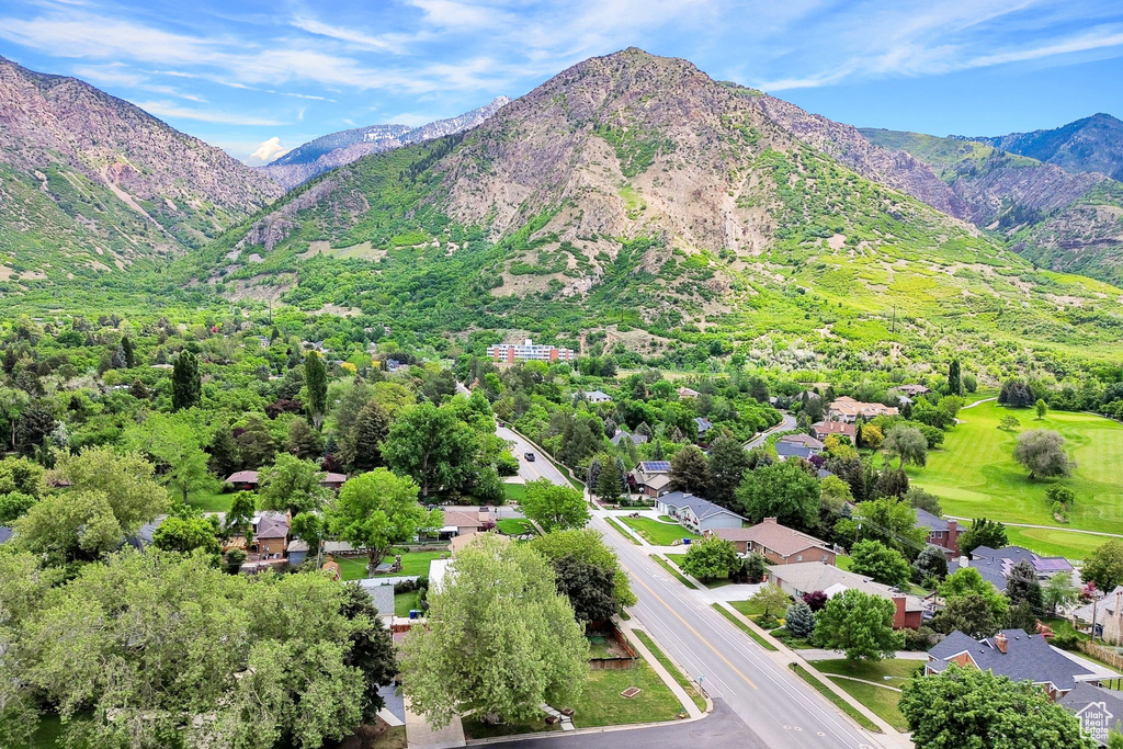 Aerial view of a mountainous background