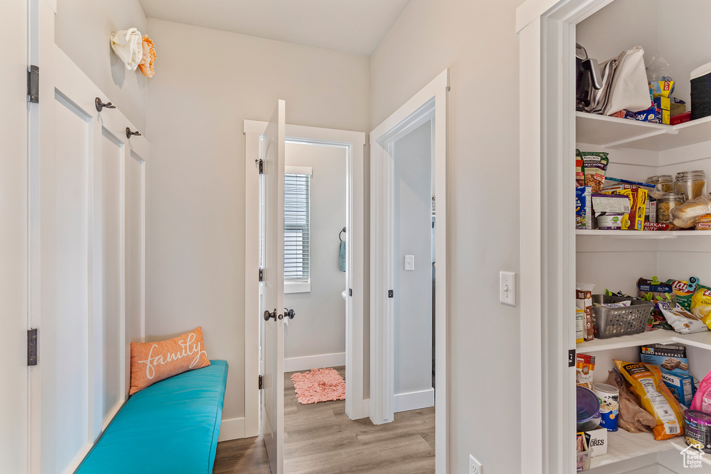 Mudroom featuring wood finished floors