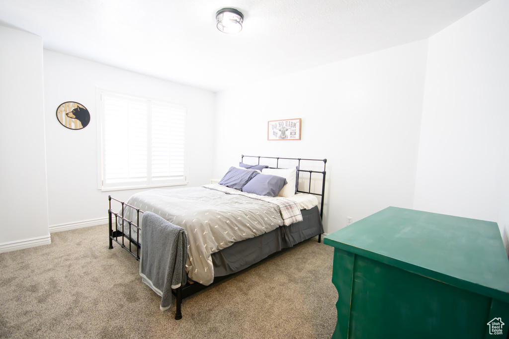 Bedroom with carpet and baseboards