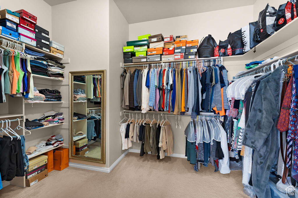 Spacious closet featuring carpet floors