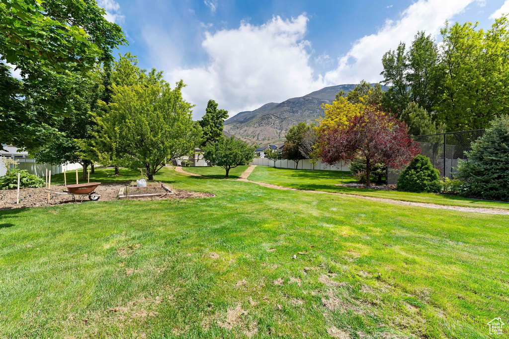 View of yard featuring a mountain view
