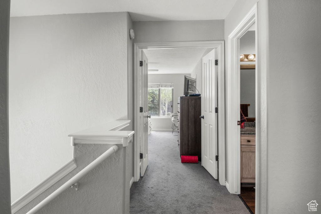 Hall featuring carpet