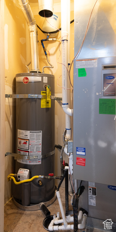 Utilities with water heater and heating unit