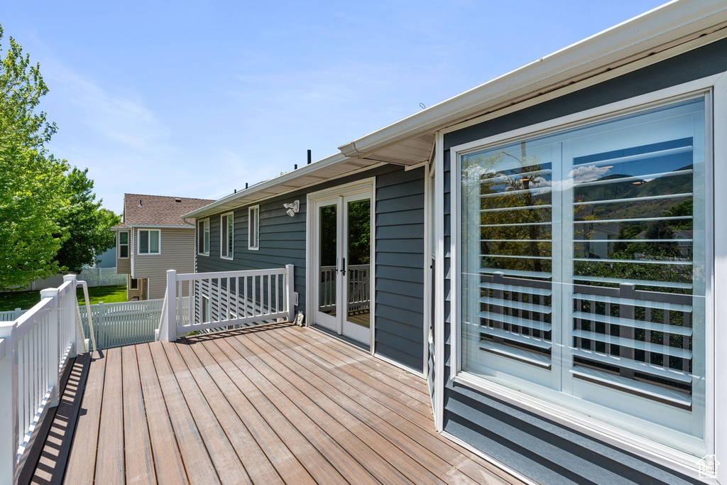 Wooden deck with french doors