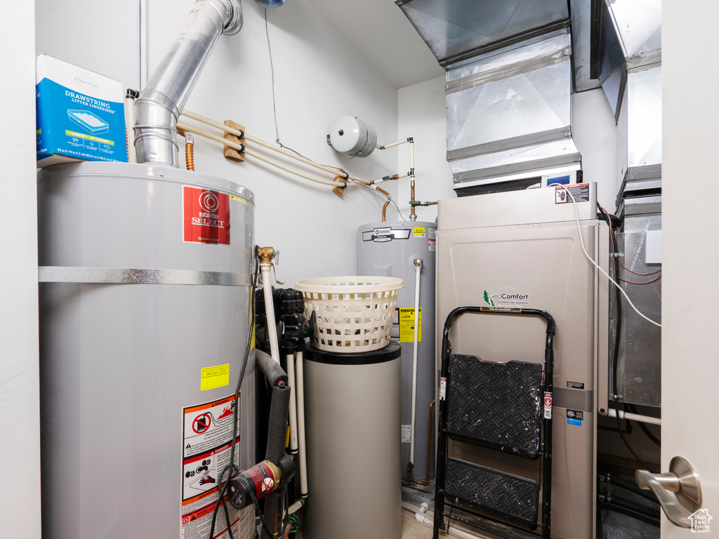 Utilities with gas water heater and secured water heater