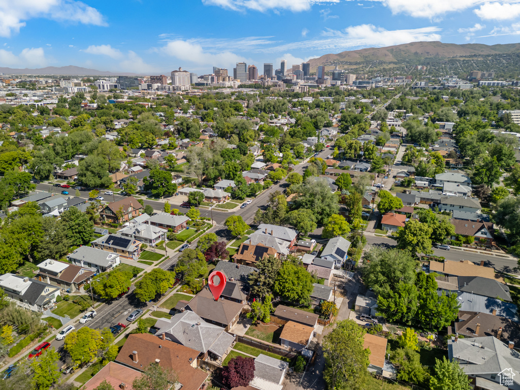 View of urban area featuring mountains
