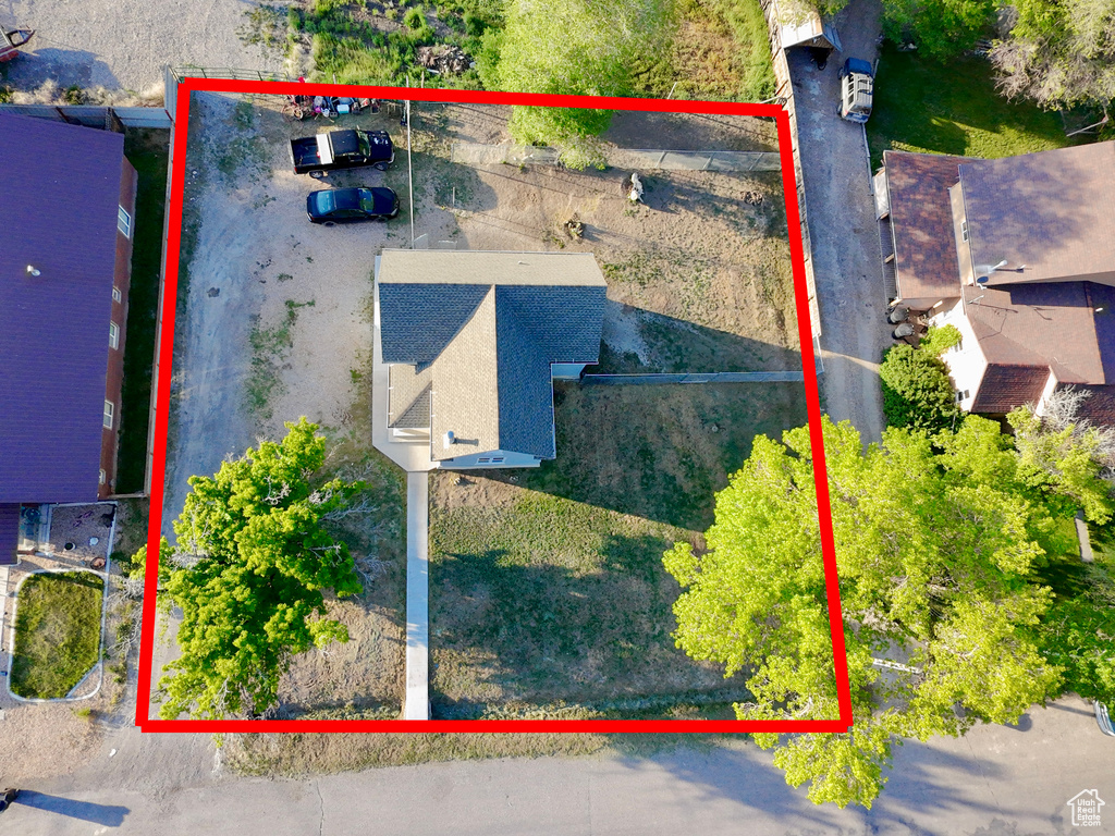 Aerial view of property's location featuring property boundaries highlighted