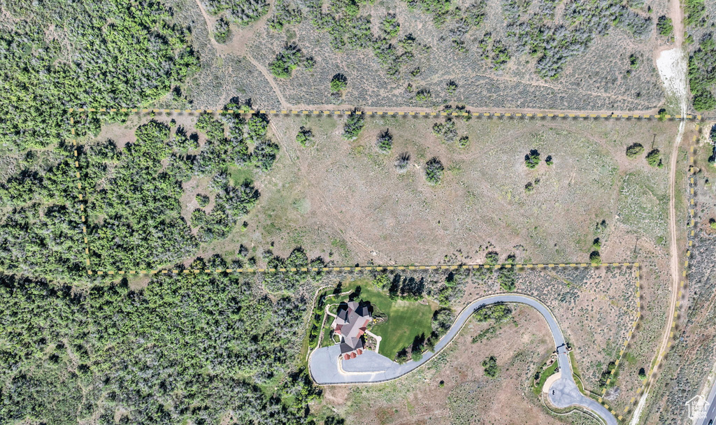 Overview of rural landscape featuring property parcel outlined