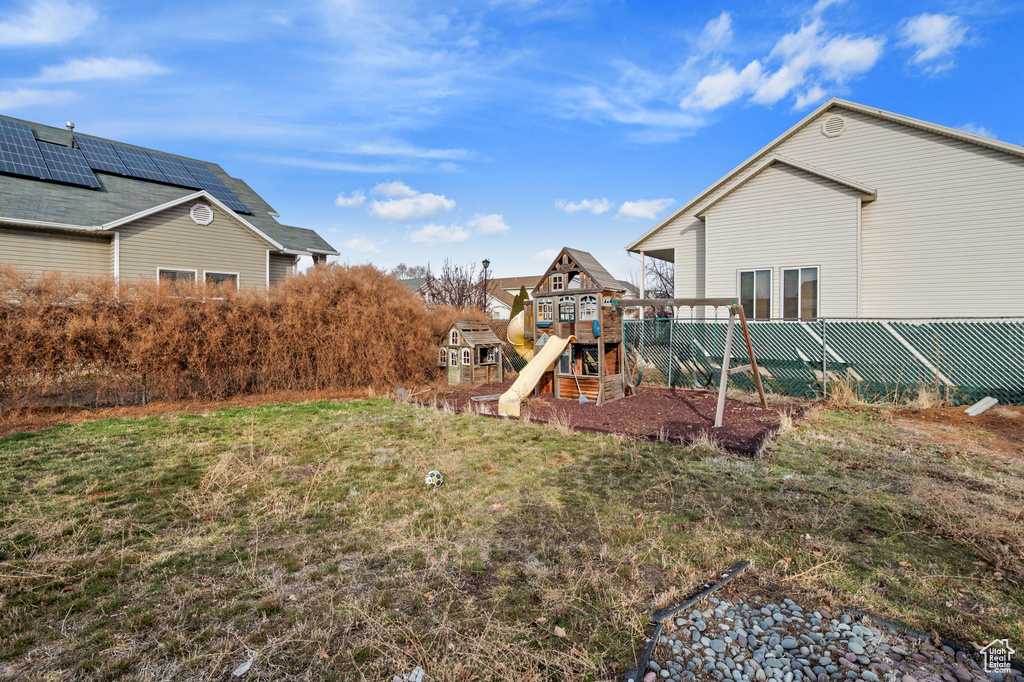 View of yard with a playground